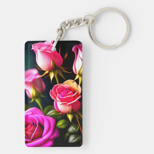 Porte-clés Artwork numérique Fleurs rose (Dos)