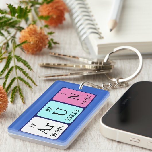 Porte-clés Arun nom de clé de table périodique (Devant droit)