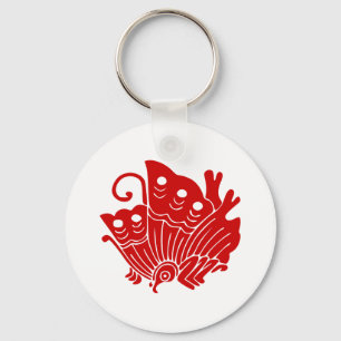 Porte-clés Asian Butterfly Japanese Kamon Design