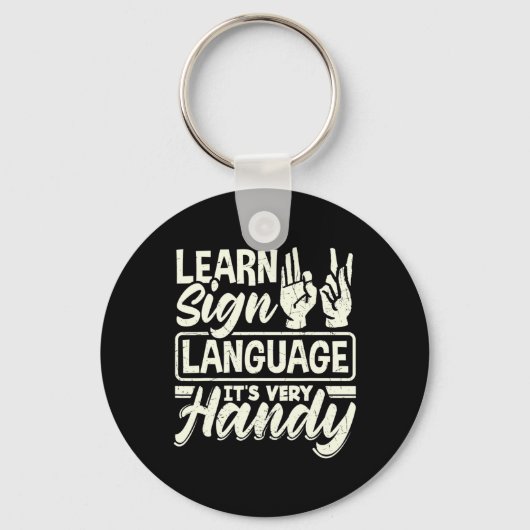 Porte-clés ASL Alphabet Enseignant Langue Chanter Américaine  (Recto)