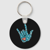Porte-clés ASL Langue des signes Je t'aime Gésture Coeur Sour (Verso)