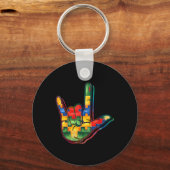 Porte-clés ASL Love Langue Signale Sensibilisation sur l'auti (Recto)