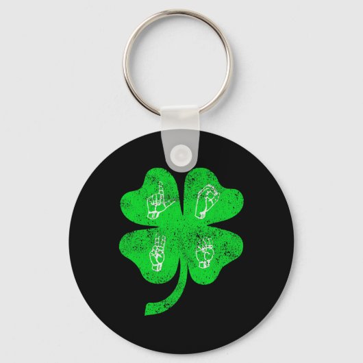Porte-clés ASL Love Sign Language St Patrick's Day Deaf Aware (Recto)