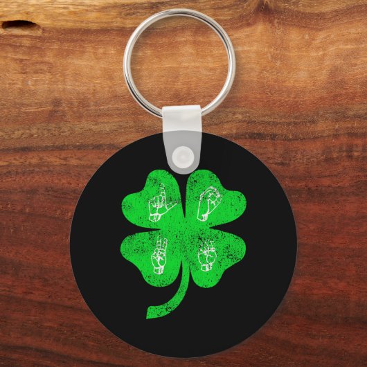 Porte-clés ASL Love Sign Language St Patrick's Day Deaf Aware (Recto)