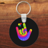 Porte-clés ASL Love Signal Langue Sensibilisation sur l'autis (Recto)