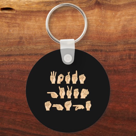 Porte-clés ASL Mots donnés forme American Sign Language 1 (Verso)