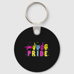 Porte-clés Asl Pride Pan Arc-en-ciel Langue des signes Sourds