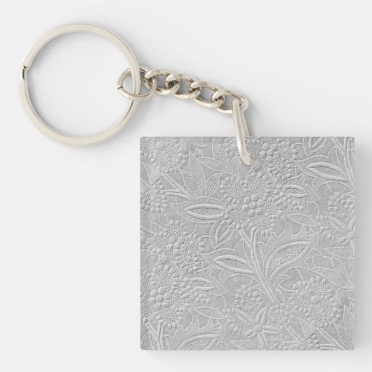 Porte-clés Aspect floral embossé gris (Devant)