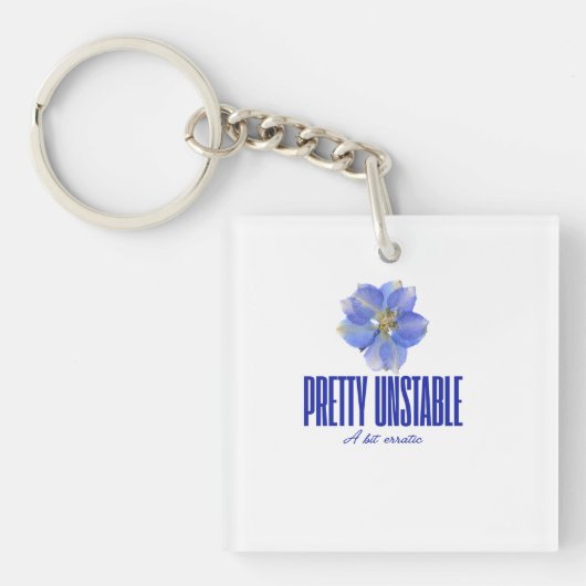 Porte-clés Assez Instable : Tee Déclaration Florale Bleue (Devant)