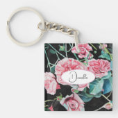 Porte-clés Assiette en papier pour fête fleurs Roses noires r (Devant)