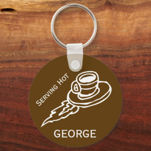 Porte-clés Assiette volante marron personnalisée