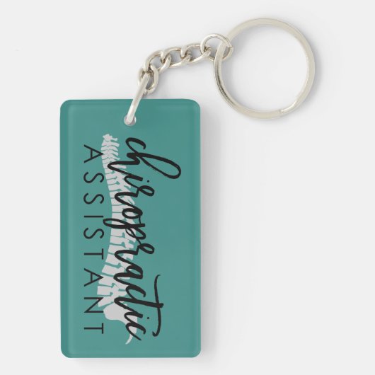 Porte-clés Assistant chiropratique (Script avec colonne verté (Dos)