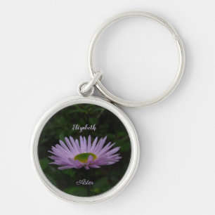 Porte-clés Aster Flower avec Raindrops Photo personnalisée