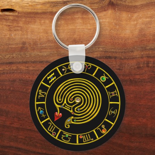 Porte-clés ASTRAL LABYRINTH GOLD ZODIAC CHART Astrologie (Recto)