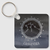 Porte-clés Astrologie Zodiaque foncée : Aquarius Black Silver (Recto)
