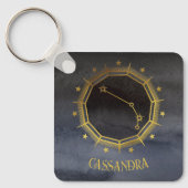 Porte-clés Astrologie Zodiaque foncée : Aries Black Gold Nom (Recto)