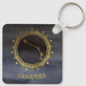 Porte-clés Astrologie Zodiaque foncée : Aries Black Gold Nom (Dos)