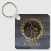 Porte-clés Astrologie Zodiaque foncée : Virgo Black Gold Nom (Recto)