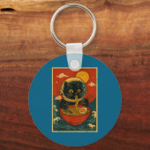 Porte-clés Astronaut Cat Ramen Japanese Graphic Tees Men Wome (Recto)