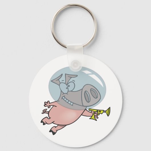 Porte-clés Astronaut De Cochon Spatial Avec Phaser (Verso)