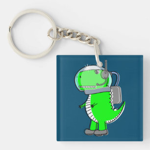 Porte-clés Astronaut mignon et en colère T-Rex Dinosaur