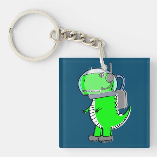 Porte-clés Astronaut mignon et en colère T-Rex Dinosaur (Devant)