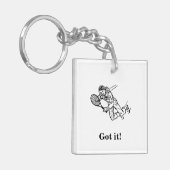 Porte-clés Astronaut Spaceman Joueur De Tennis Avec Texte (Devant gauche)