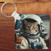Porte-clés Astronaute de chat gris dans l'espace (Recto)