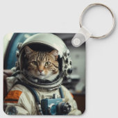 Porte-clés Astronaute de chat gris dans l'espace (Dos)