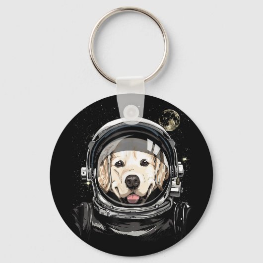 Porte-clés Astronaute De L'Espace Golden Retriever Lover Pet  (Recto)