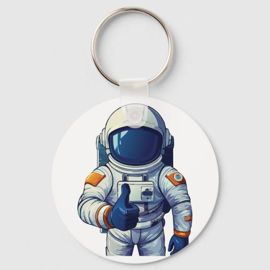 Porte-clés astronaute en combinaison spatiale faisant un pouc (Recto)