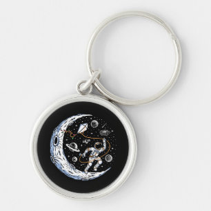 Porte-clés Astronaute faisant voler un cerf-volant sur la Lun