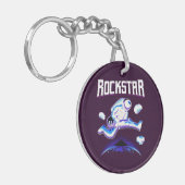 Porte-clés astronaute Rockstar jouant de la guitare dans l'es (Devant gauche)