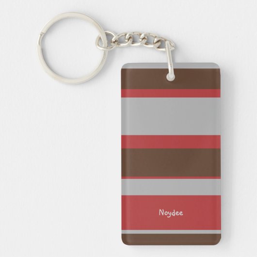 Porte-clés Asymmetric Stripes Horizontal Lines Gray Red Brown (Devant)