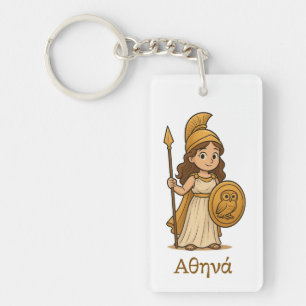 Porte-clés Athéna déesse grecque de dessin animé mignonne per