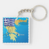 Porte-clés Athènes Grèce Horloge grecque Drapeau et carte (Dos)