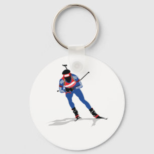 Porte-clés Athlète De Biathlon Sur Skis