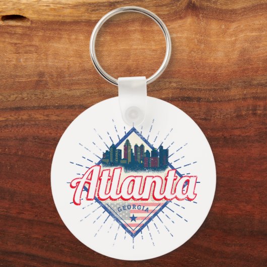 Porte-clés Atlanta Georgia United States Retro Skyline (Recto)