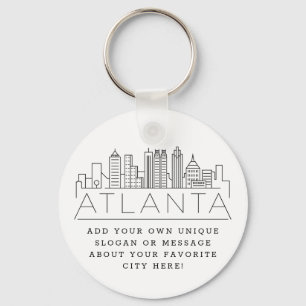 Porte-clés Atlanta, Géorgie Stylisé Skyline   Slogan personna