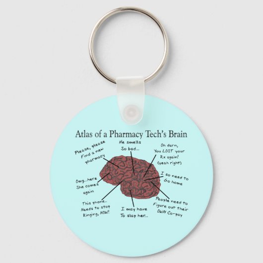 Porte-clés Atlas du cerveau d'un technicien en pharmacie (Recto)