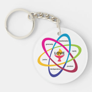 Porte-clés Atom des valeurs partagées - Unitaire Universalist
