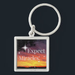 Porte-clés Attendez-vous à Miracles Sparkle Sunset Inspiratio<br><div class="desc">Expect Miracles Sparkle Sunset Get Well Soon Inspirationnal Quota Silver Keyring. Designed from one of my original photo from my garden with one of my own writing quotes,  enjoy !</div>