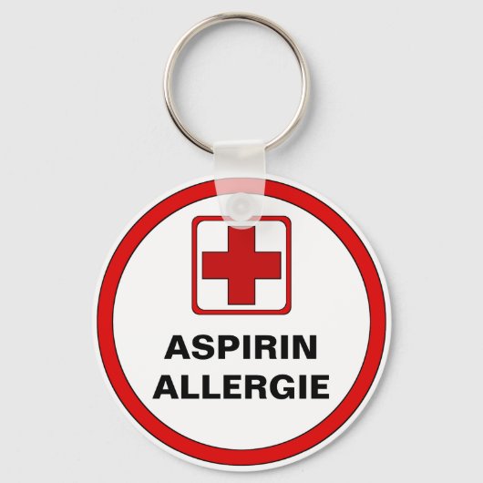 Porte-clés Attention - Aspirine allergie (Recto)