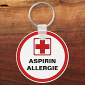 Porte-clés Attention - Aspirine allergie (Recto)