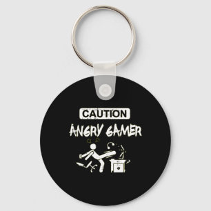 Porte-clés Attention Gamer En Colère Ordinateur Drôle Vidéo J