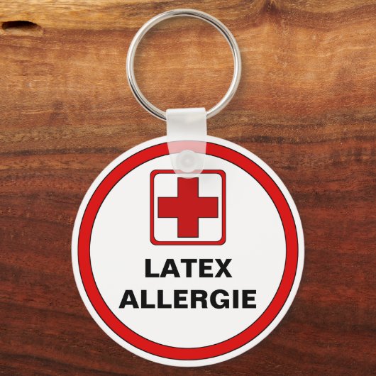 Porte-clés Attention - Latex allergie (Recto)