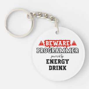 Porte-clés Attention : Programmeur Alimenté Par Une Boisson D