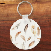 Porte-clés Attrape-rêves plumes Boho crème (Verso)