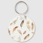 Porte-clés Attrape-rêves plumes Boho crème (Verso)