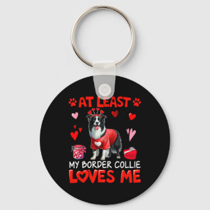 Porte-clés Au moins mon Border Collie m'aimant la Saint-Valen